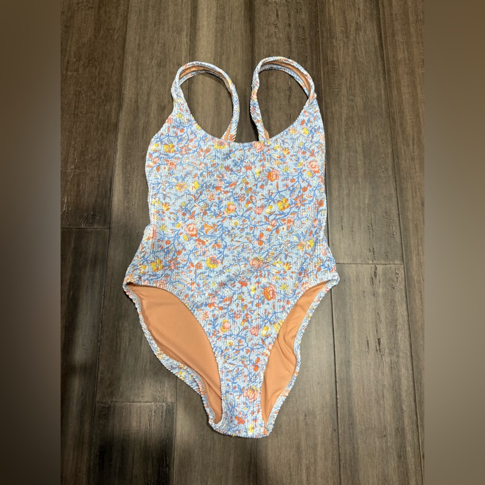J. Crew Floral One Piece Swimsuit - Blue and Orange